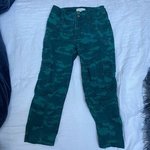 Anthropologie, camouflage, mid-rise pants.